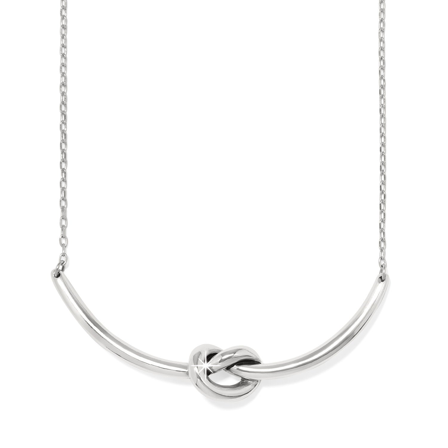Silver plated Interlok single knot necklace with adjustable chain