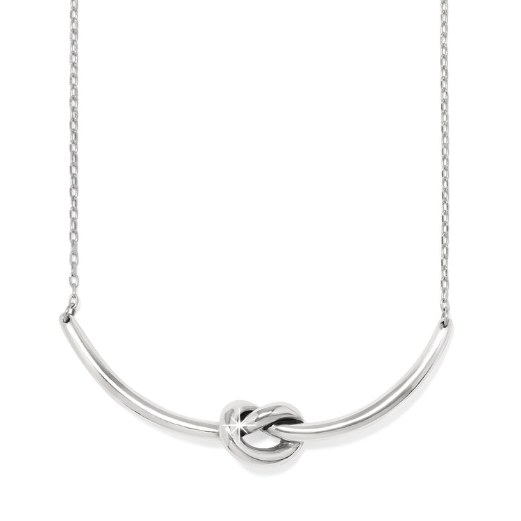 Silver plated Interlok single knot necklace with adjustable chain