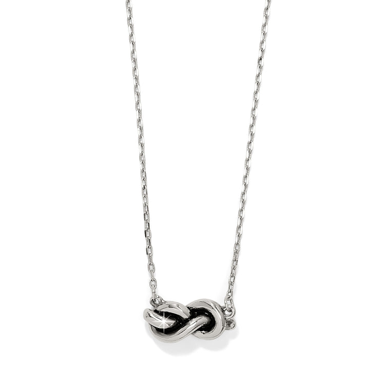 Silver plated single knot petite necklace with lobster claw closure