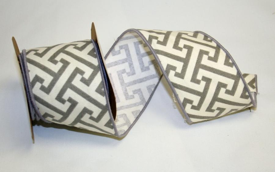 Charcoal wired edge ribbon roll with a 2-1/2 inch width and cross-section design.