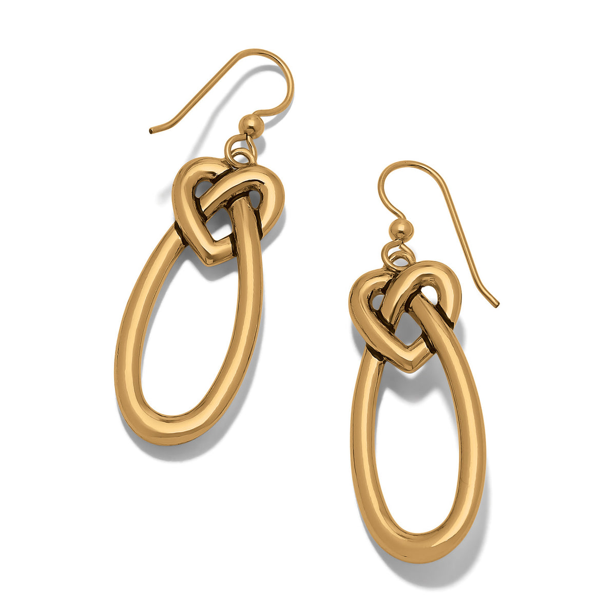 Interlok Linked Hearts French Wire Earrings in gold plated finish.