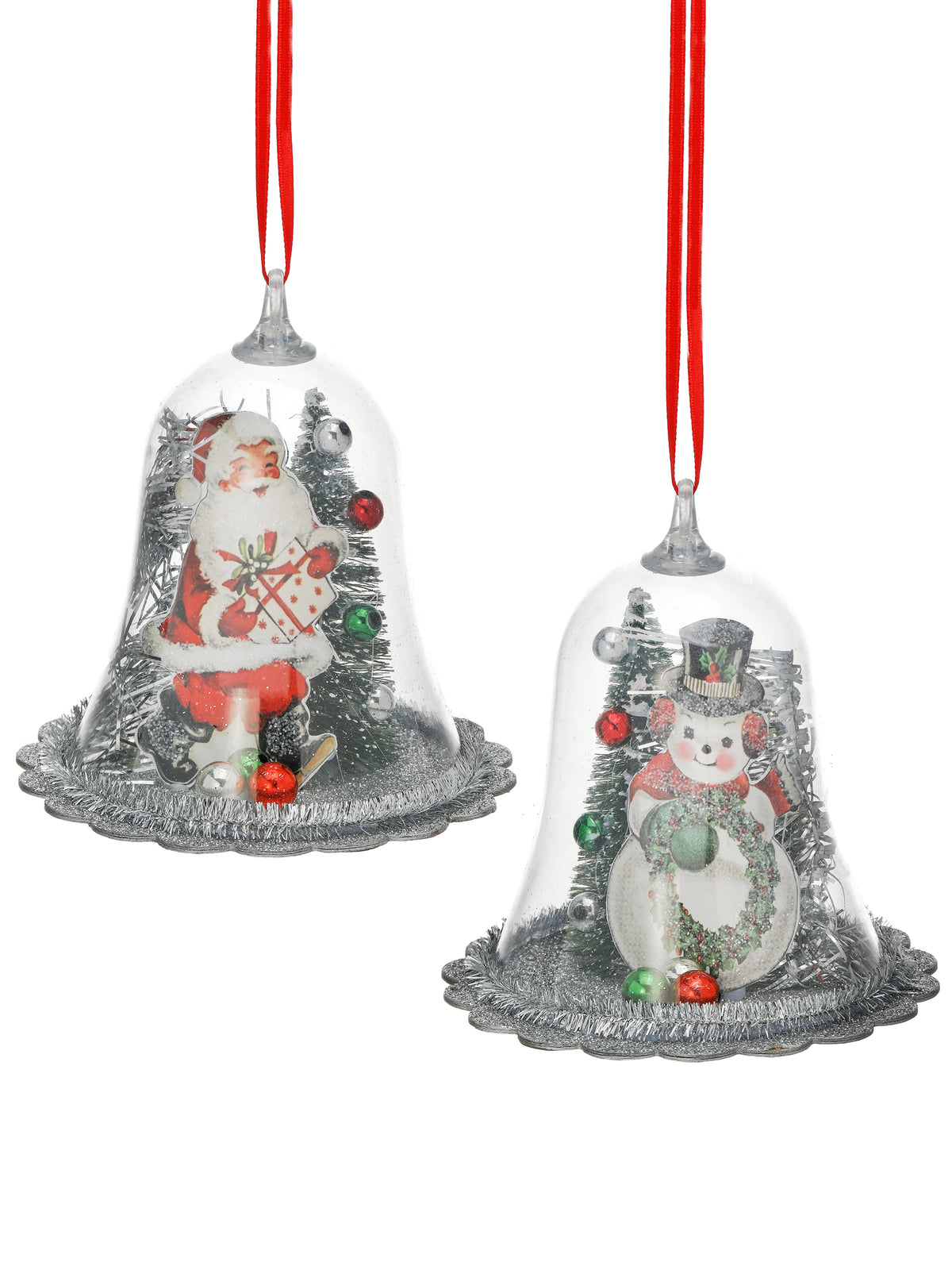 4.5-inch clear retro bell ornament with a transparent glass finish.