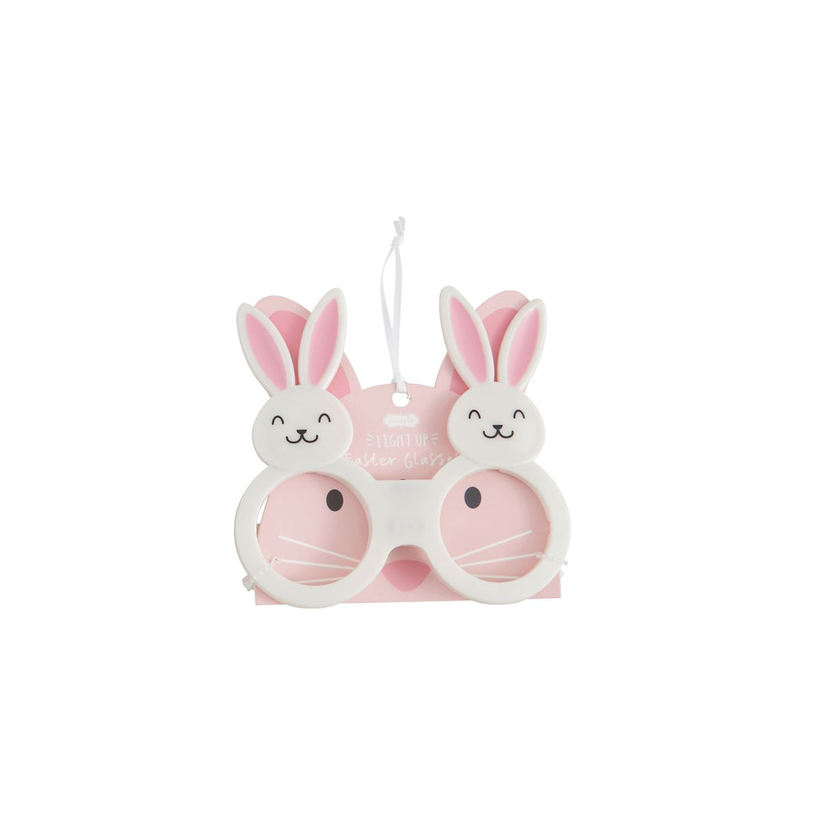 Light-up Easter Bunny glasses with glowing bunny ears on a black frame.