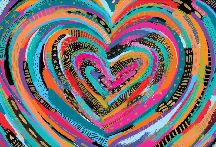 Foil-stamped heart card with 'Sending Love' text inside