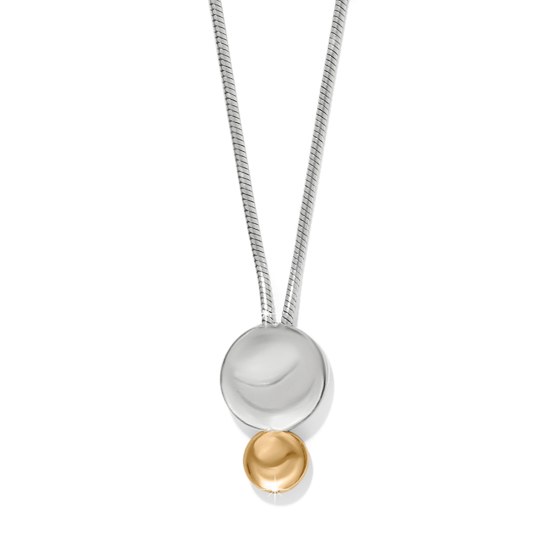 Silver-gold two-tone adjustable pendant necklace with lobster claw closure