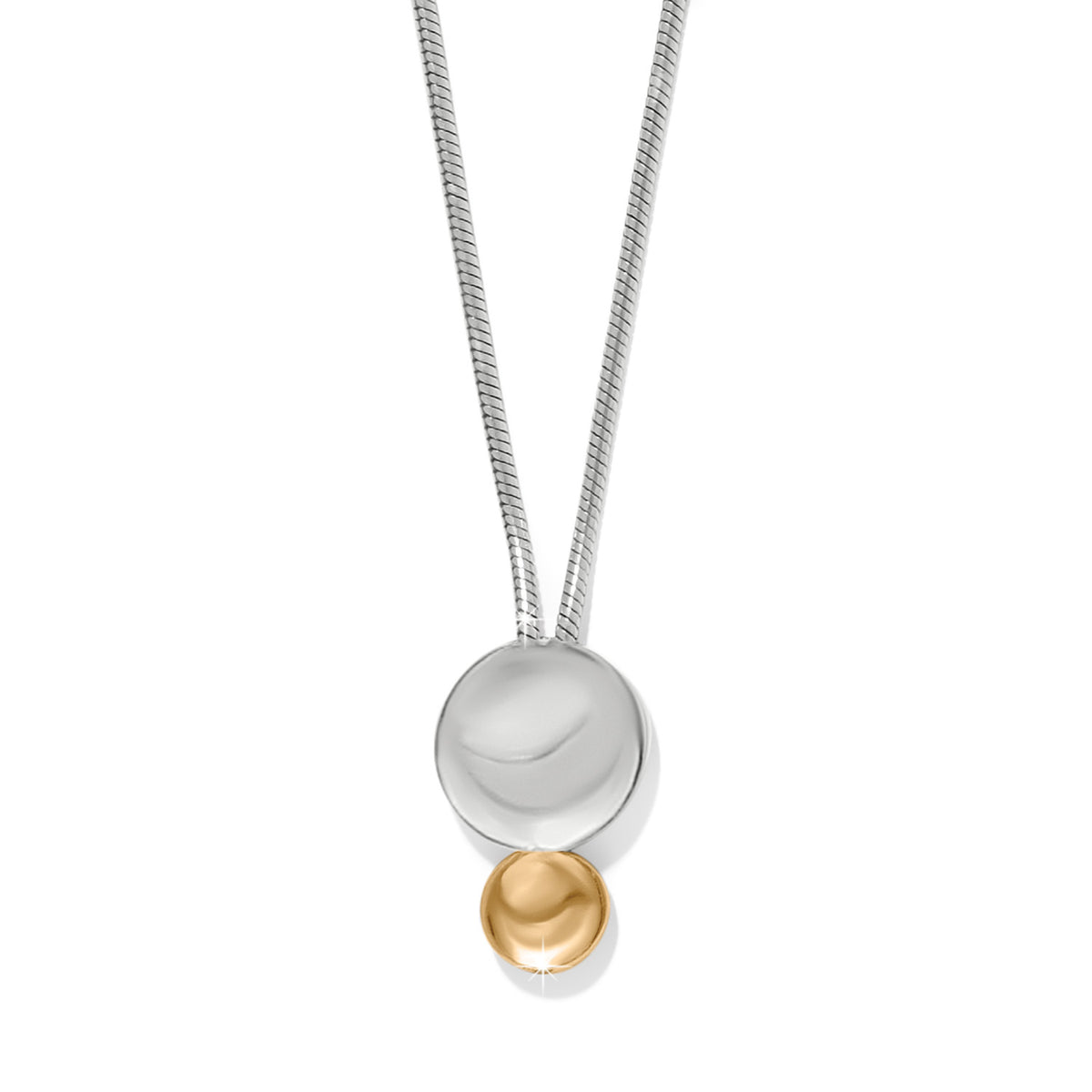 Silver-gold two-tone adjustable pendant necklace with lobster claw closure