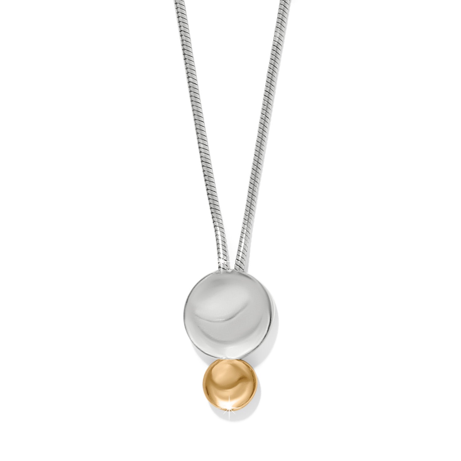 Silver-gold two-tone adjustable pendant necklace with lobster claw closure