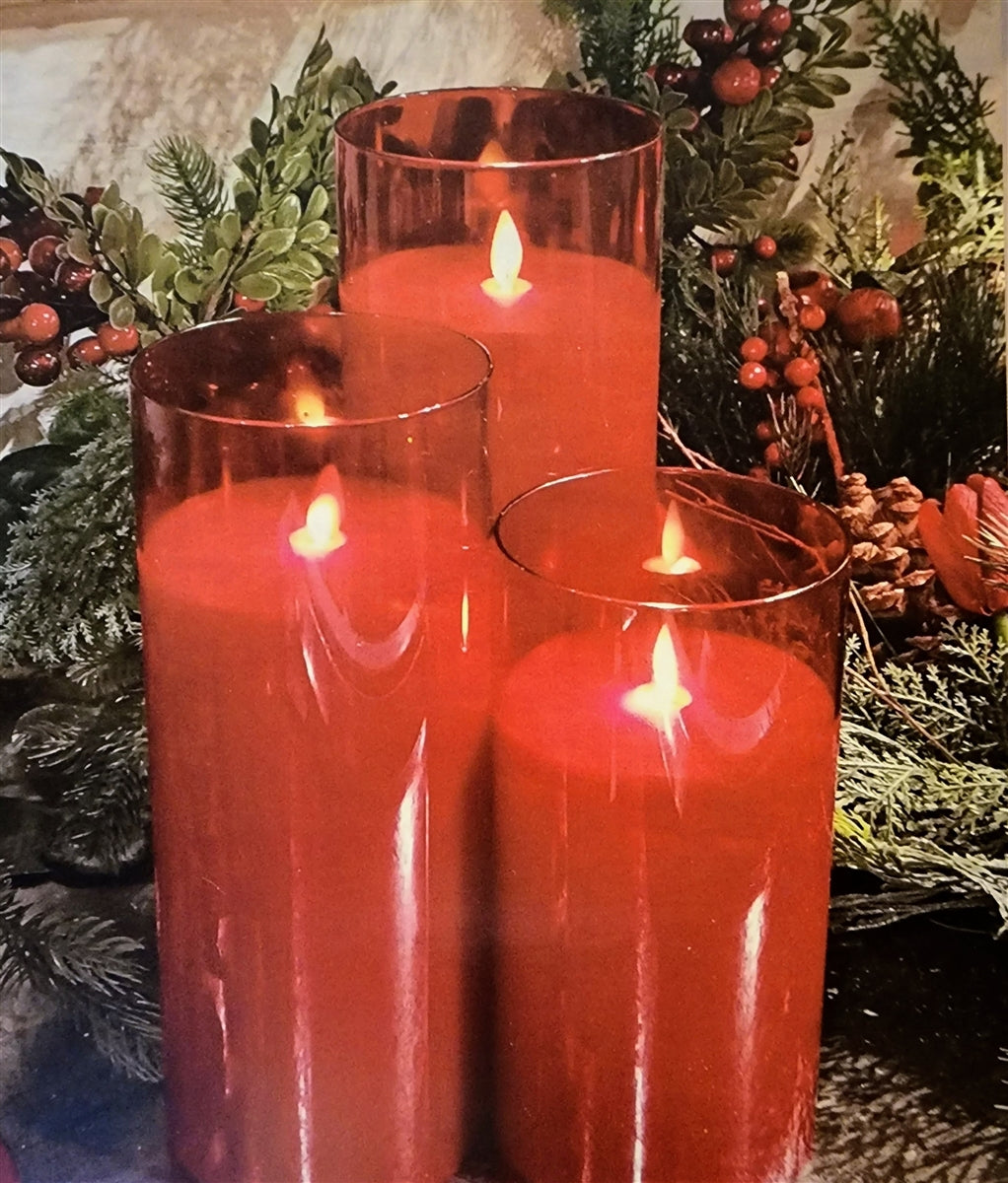 Moving Flame LED Glass Pillar - Sold Individually