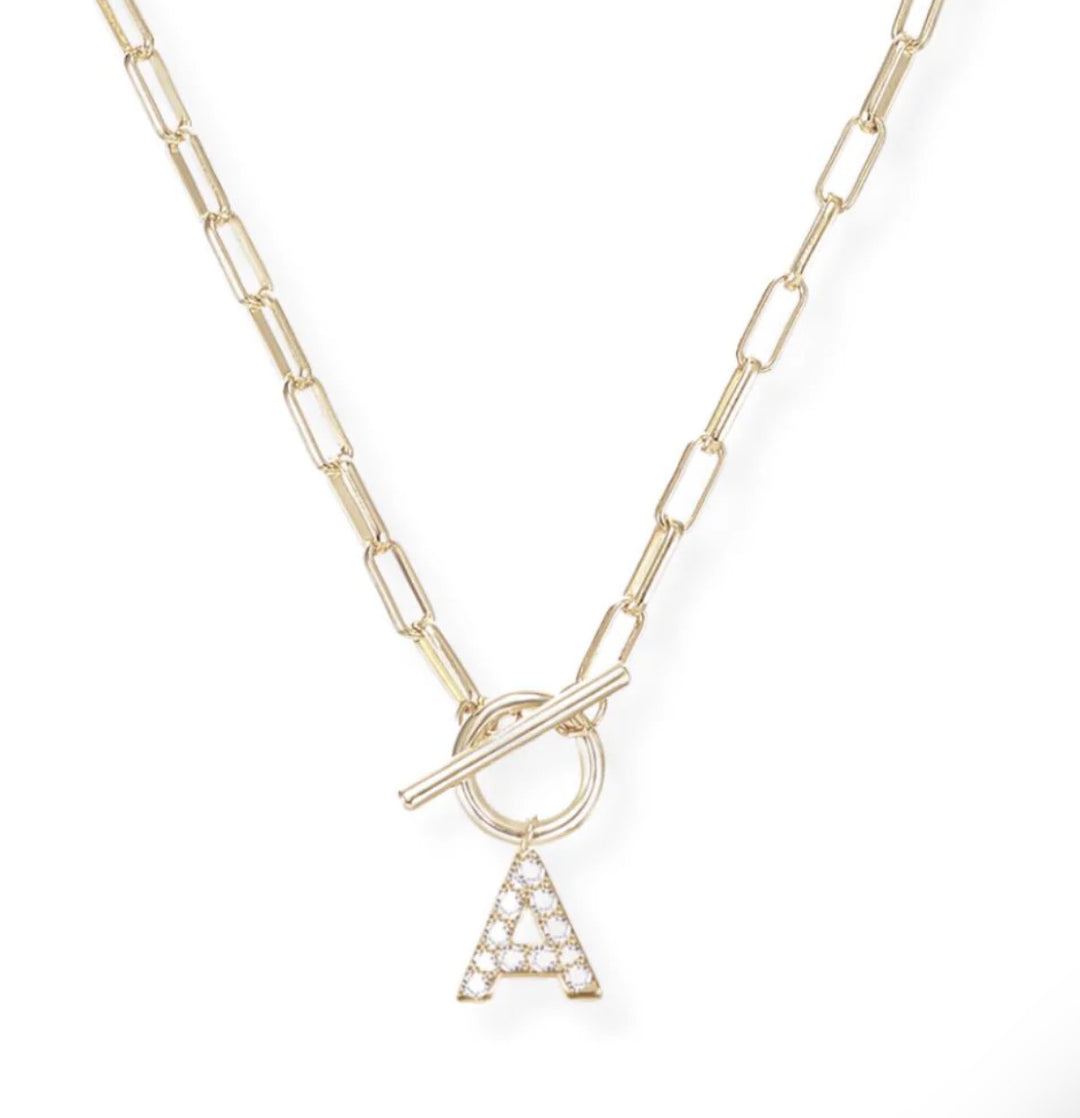 Sparkle Mini Toggle Initial Necklace