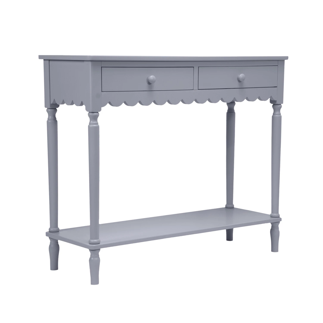 Wood Scalloped Console Table