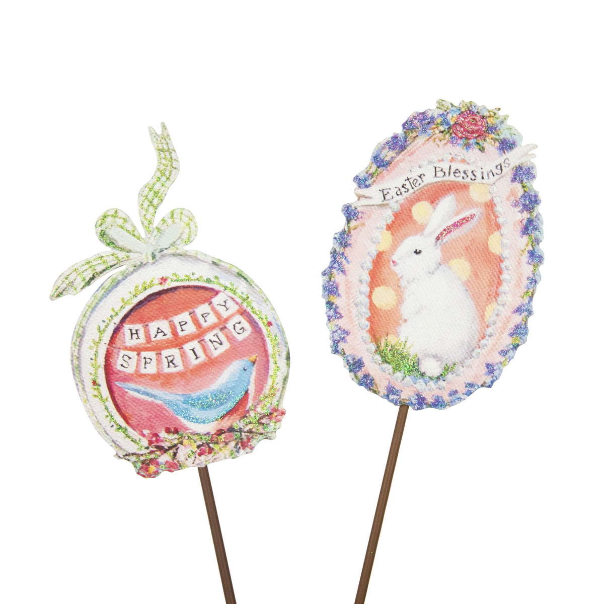 Gallery Sugar Egg Stakes in natural wood finish with a smooth egg-shaped silhouette designed for hanging.