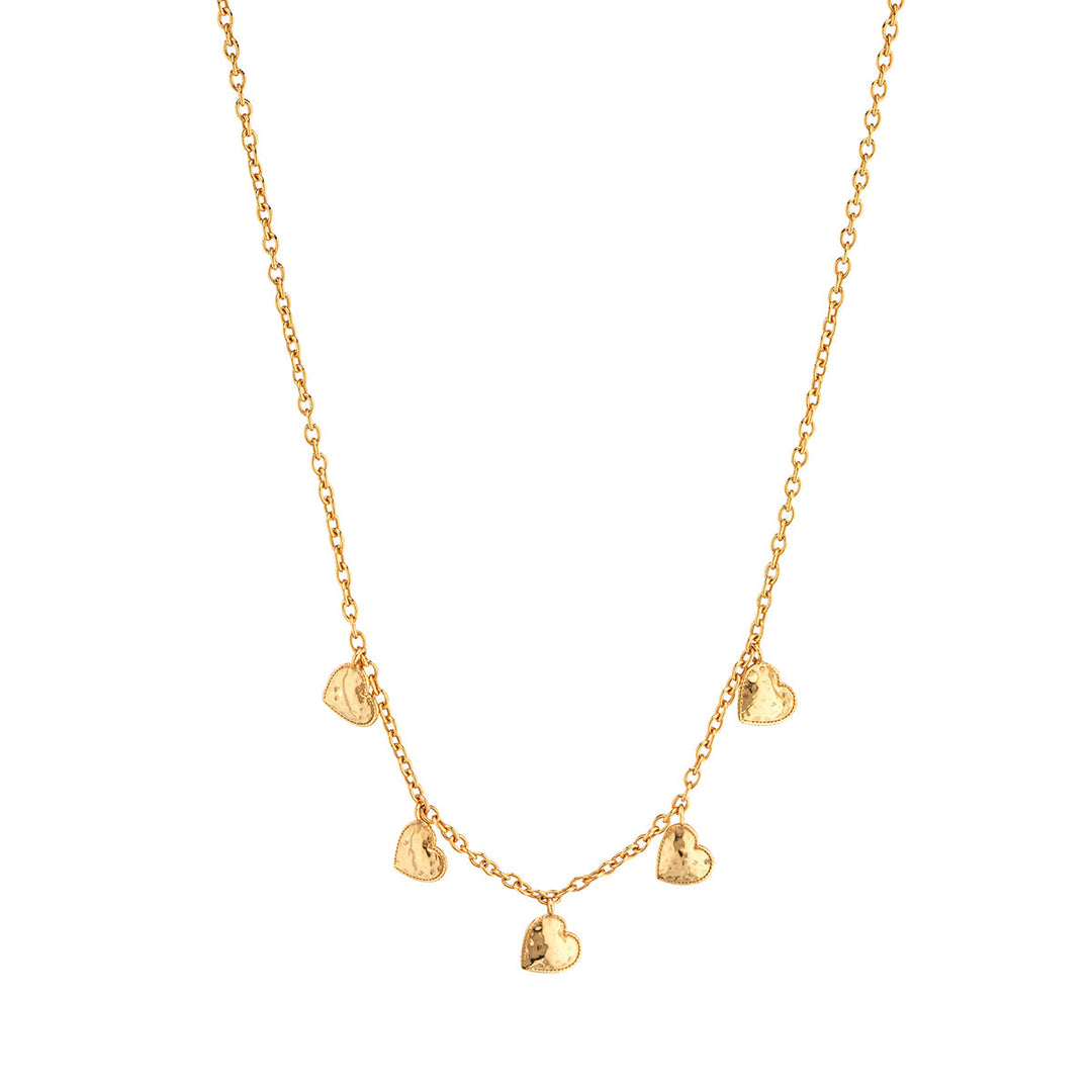 Love Heart Multi-Station Necklace, 16"+2" - Gold