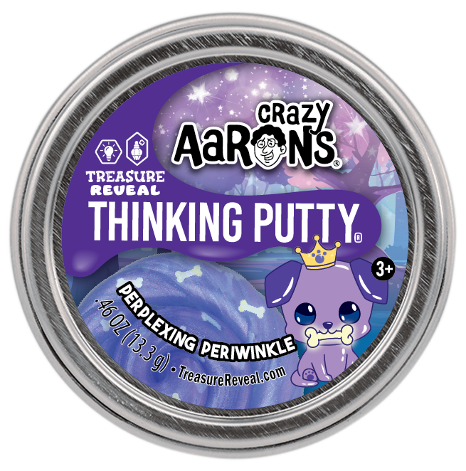 Treasure Reveal Thinking Putty in blue silicone with a treasure map pattern.