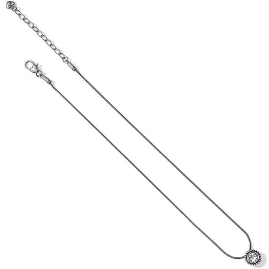 Twinkle Crystal Necklace with a silver-plated snake chain and a round crystal pendant.