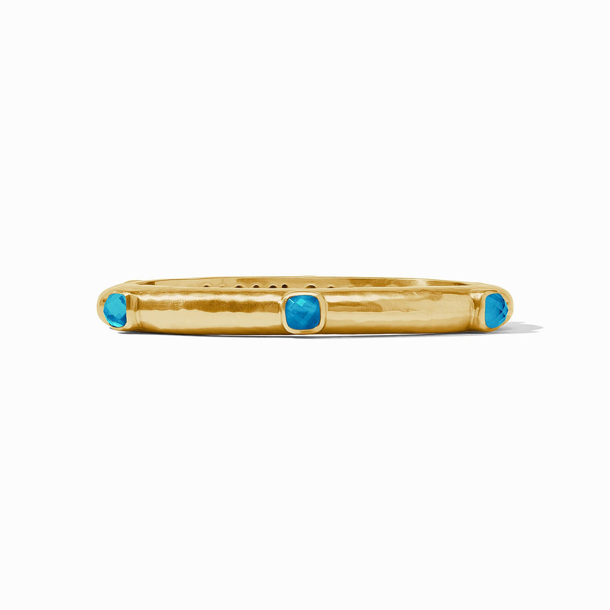Rose-cut glass bangle with mother-of-pearl accents in hammered gold finish