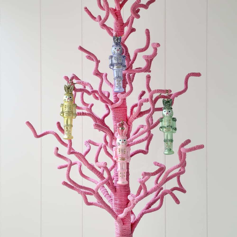 4.5" Glass Bunny Soldier Ornament - Sold Individually