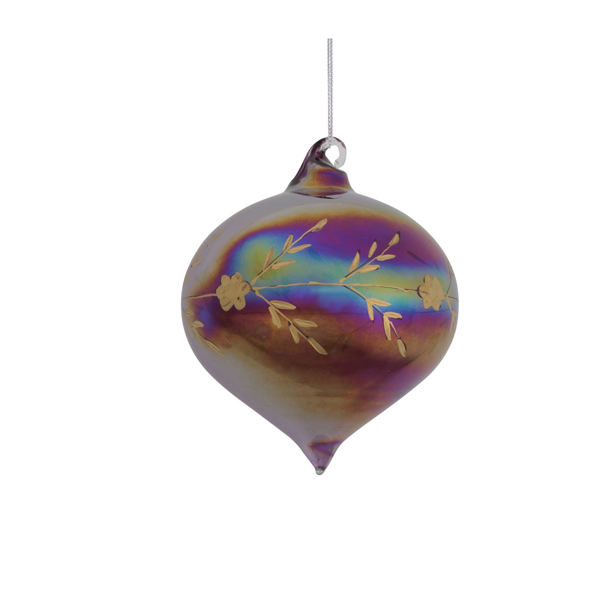 Iridescent Etched Glass Ornament - Sold Individually