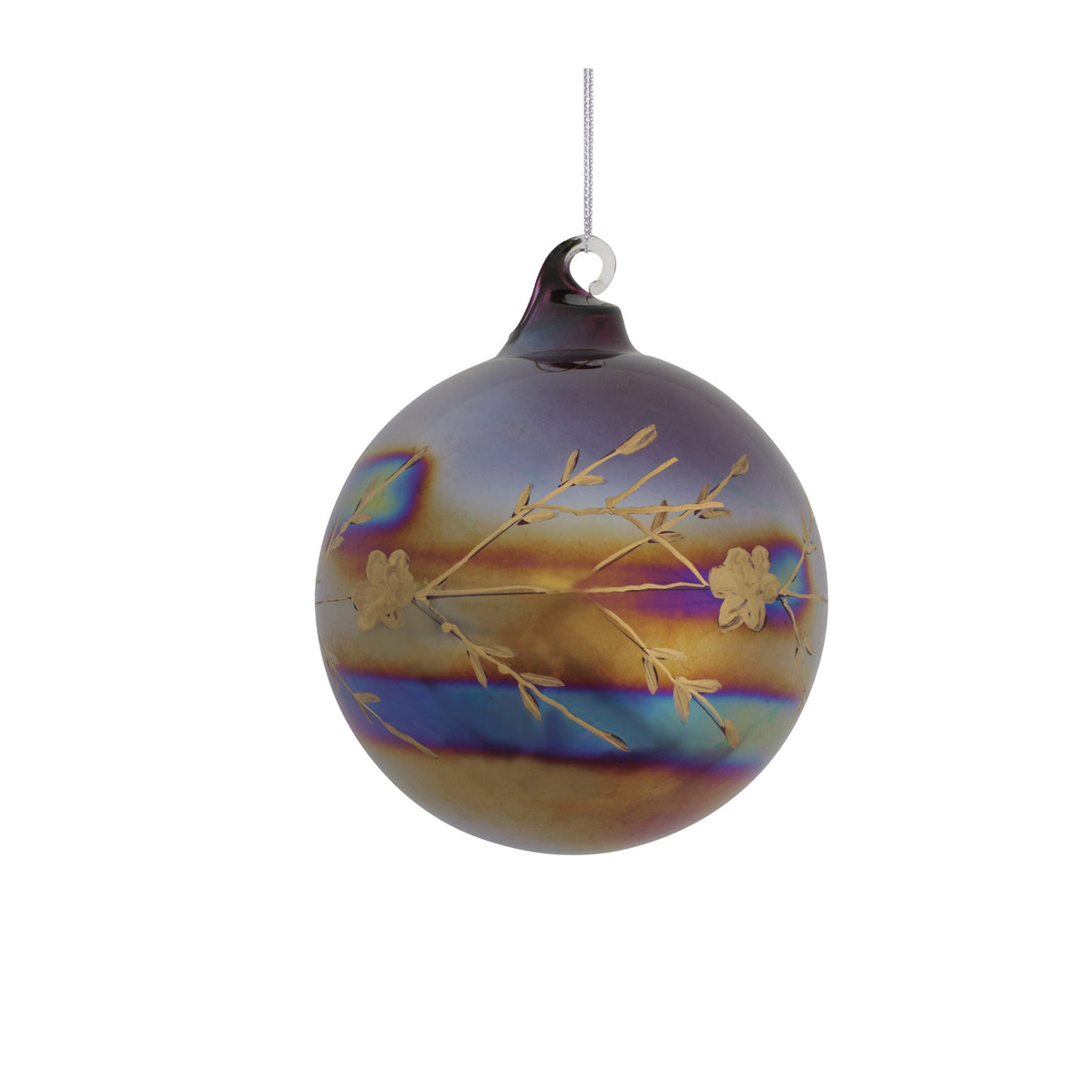Iridescent Etched Glass Ornament - Sold Individually