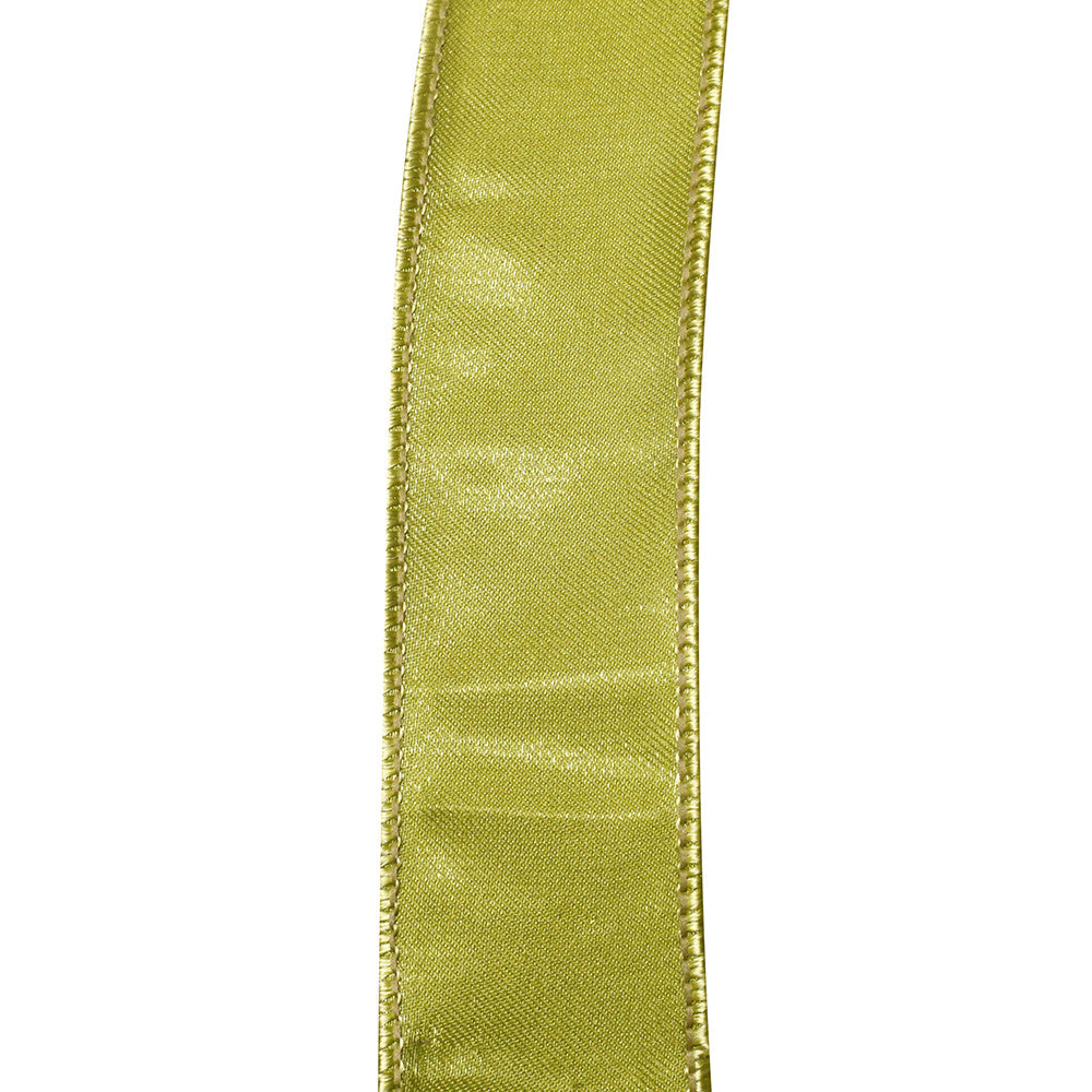 Iridescent satin wired edge ribbon with shimmering finish