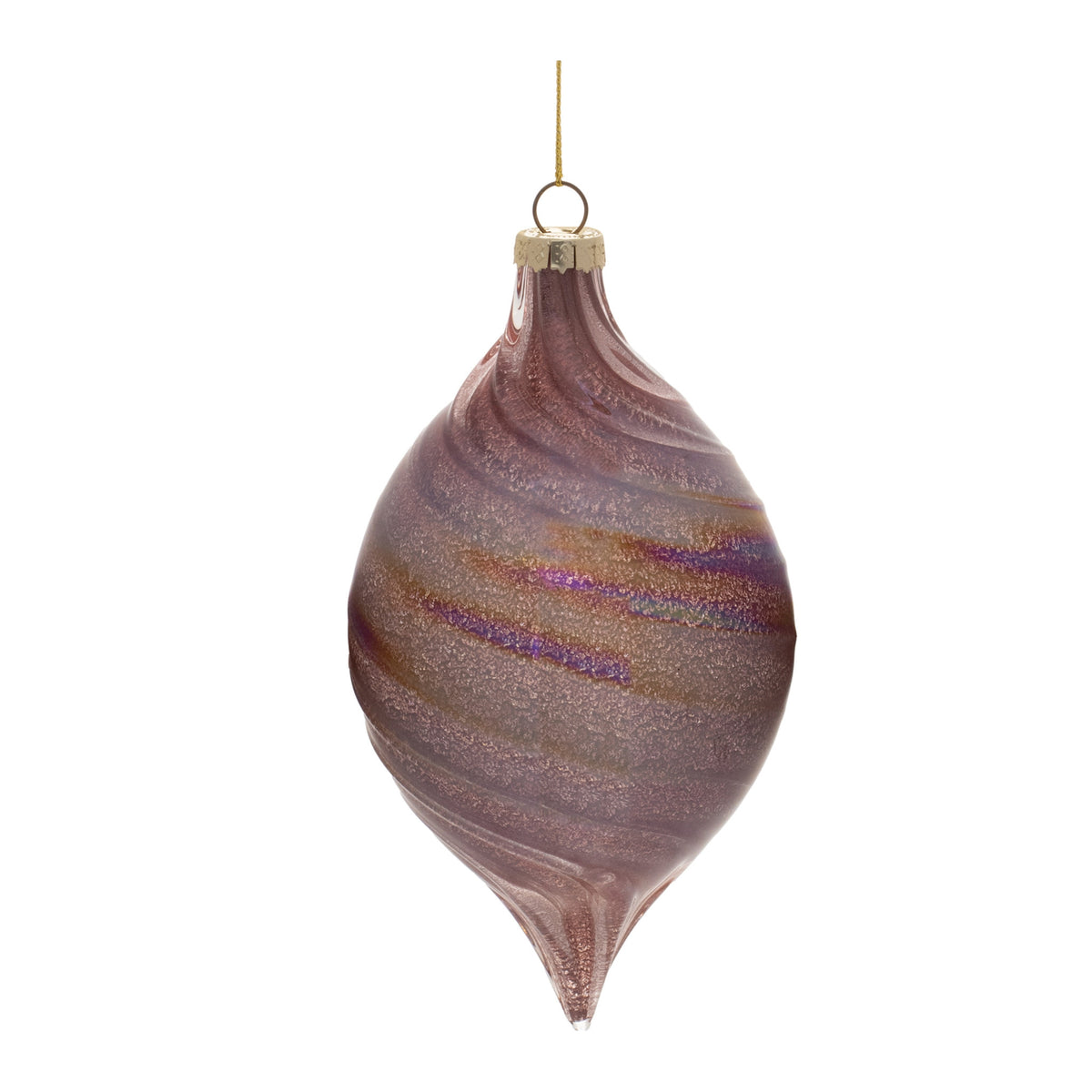 Iridescent Swirl Glass Purple Ornament - Sold Individually
