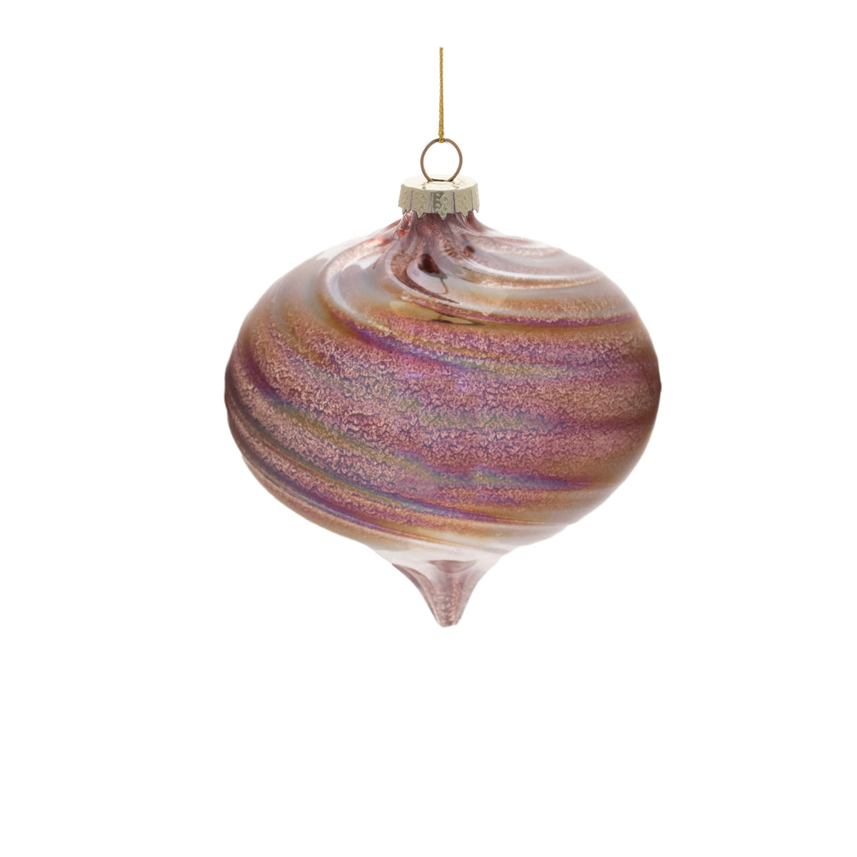 Iridescent Swirl Glass Purple Ornament - Sold Individually