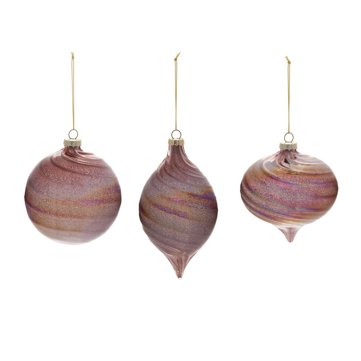 Iridescent Swirl Glass Purple Ornament - Sold Individually