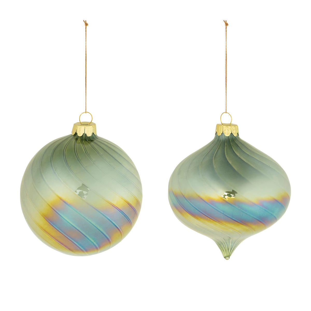 Iridescent Swirled Glass Multi Ornament - Sold Individually