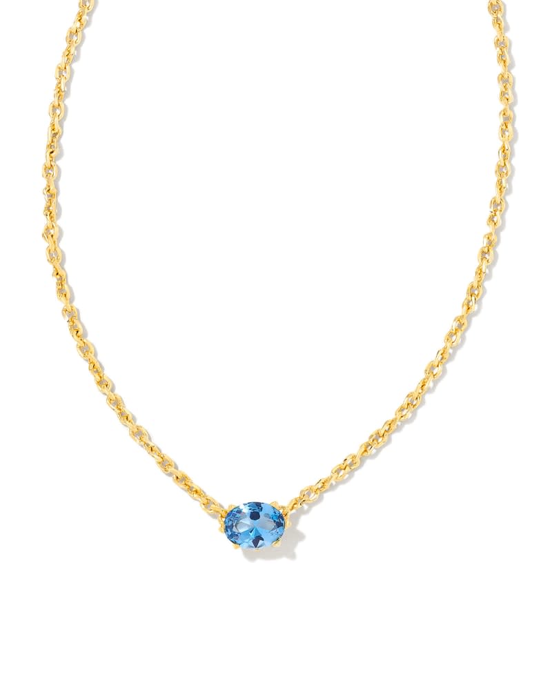 Purple crystal pendant on a yellow gold over brass chain with lobster clasp