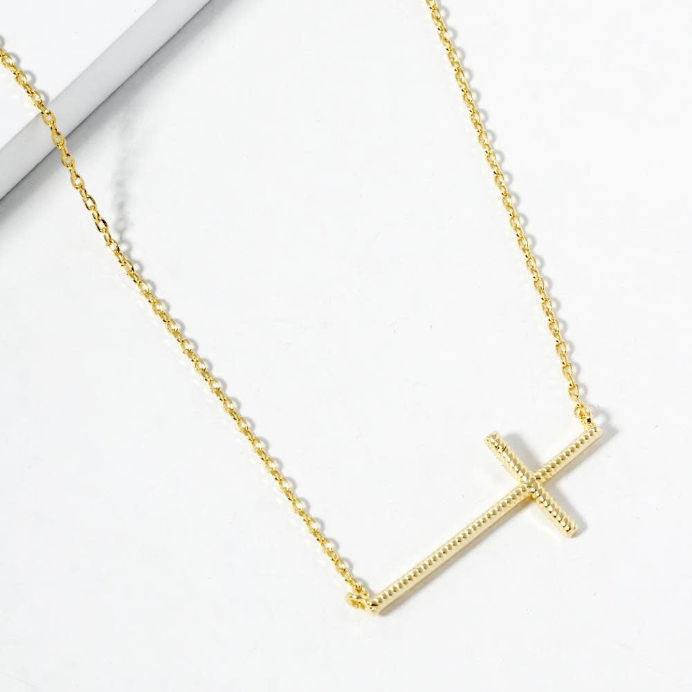 Gold-plated brass necklace with a pendant featuring the text Isaiah 41:10.