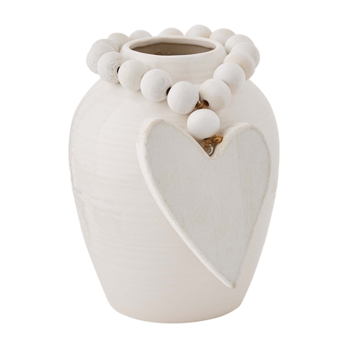 Beaded Stoneware Vases Hearts