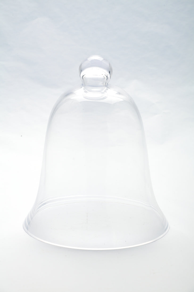 Glass cloche bell jar with a D9.5-inch diameter and H12-inch height.