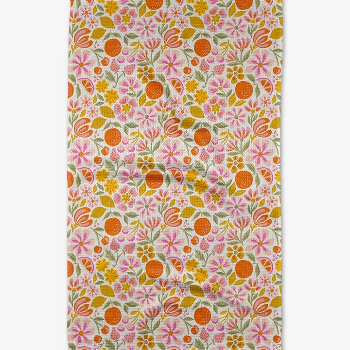Recycled polyester waffle weave tea towel with single-sided print
