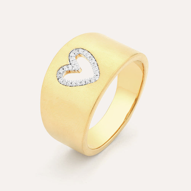 Sleek statement ring with a diamond accent in gold-plated sterling silver.