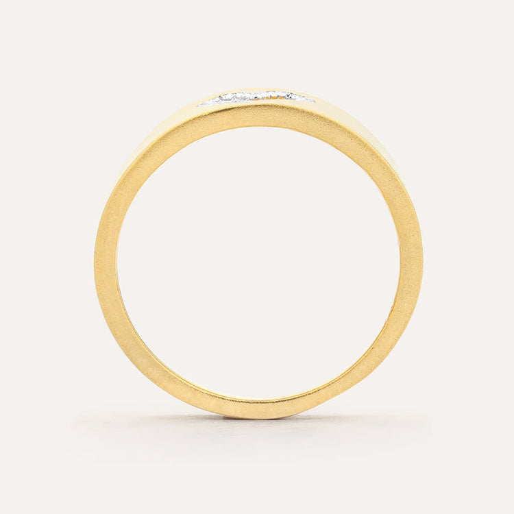 Sleek statement ring with a diamond accent on sterling silver.