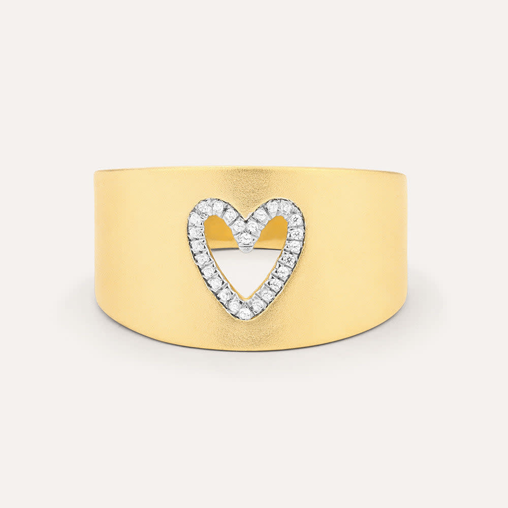 Sterling silver statement ring with a diamond accent in sleek gold-plated finish