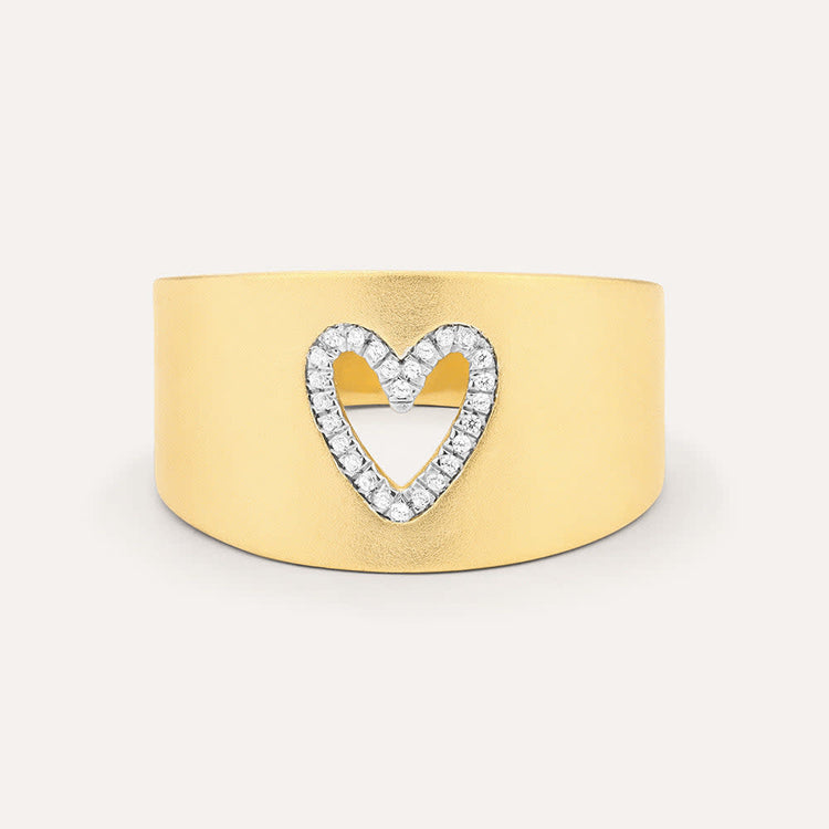 Sterling silver statement ring with a diamond accent in sleek gold-plated finish