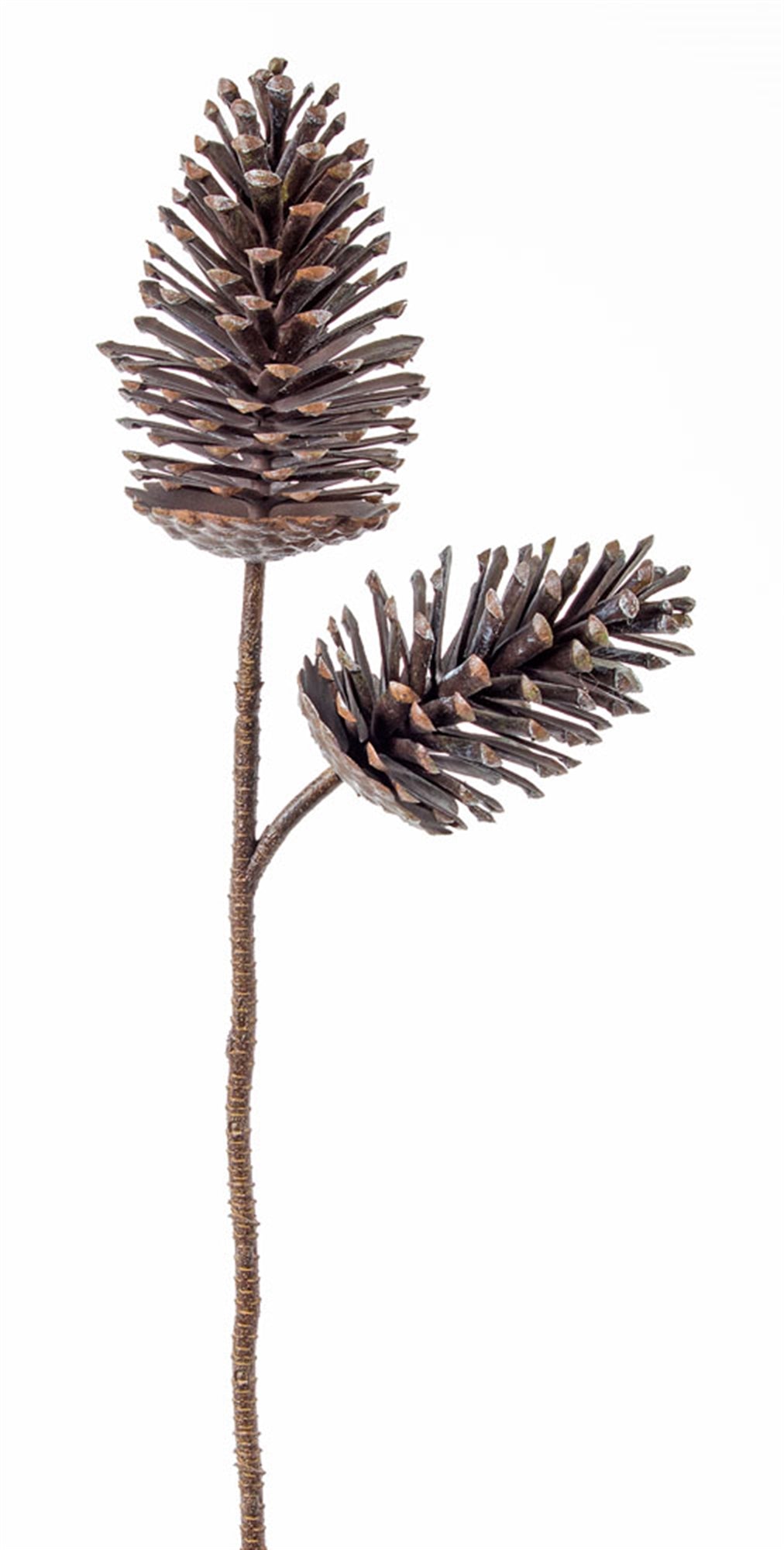 Artificial pine cone spray with plastic branches in natural brown tones