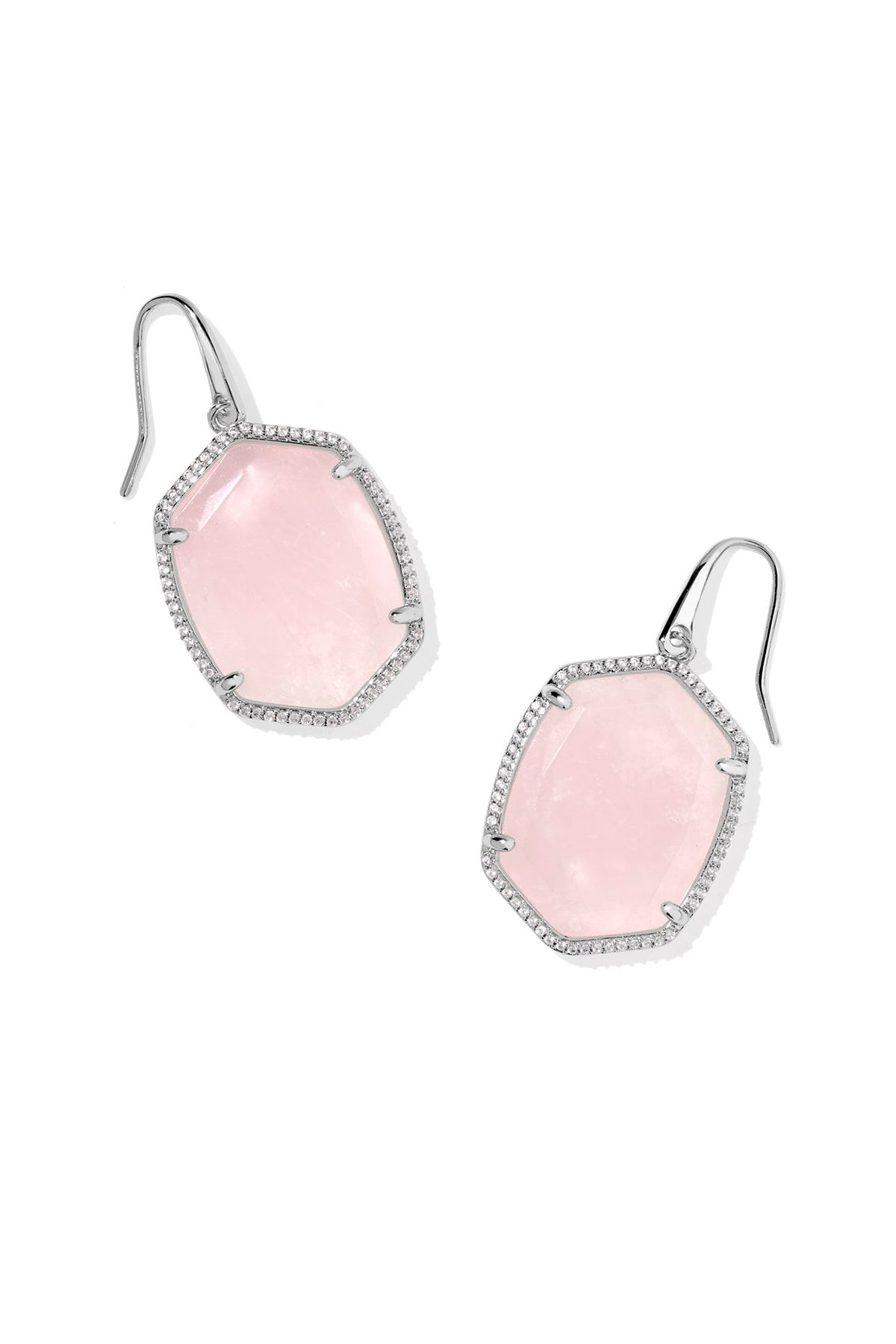 Daphne pave frame drop earrings in gold-tone metal with clear crystals.