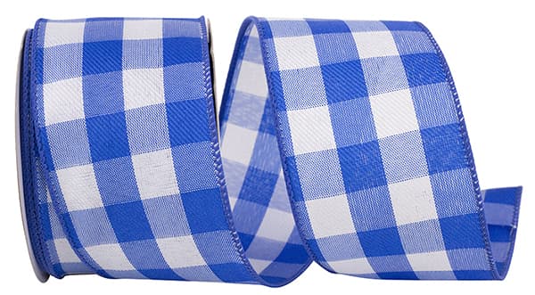 Celine plaid twill wired edge ribbon in 2-1/2 inch width with a classic checkered pattern.
