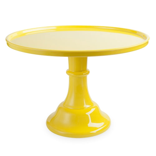 Melamine cake stand with screw assembly, white finish, oval shape.