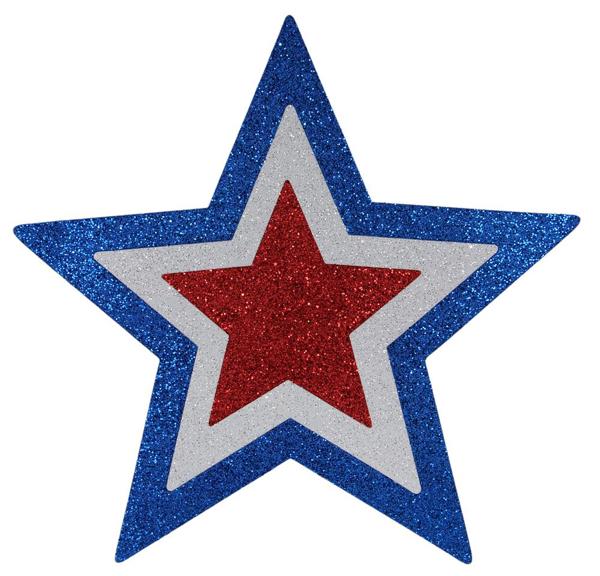Glittered Eva Star: a star-shaped glittery accessory with an open silhouette and sparkling finish.