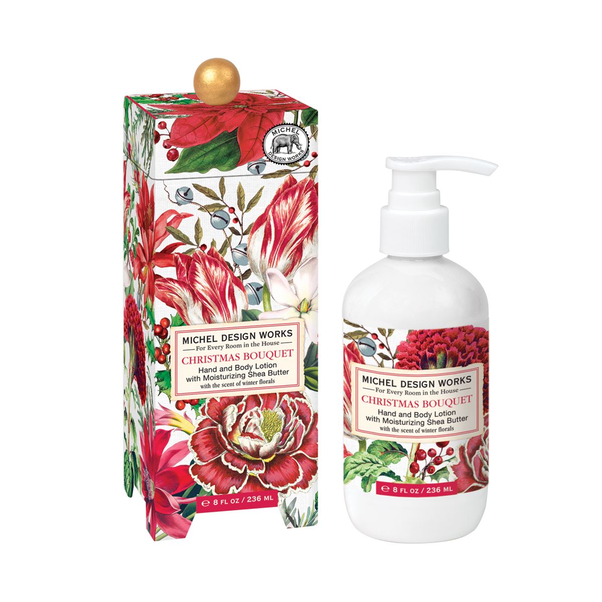8 fl oz hand lotion bottle with aromatic peony scent