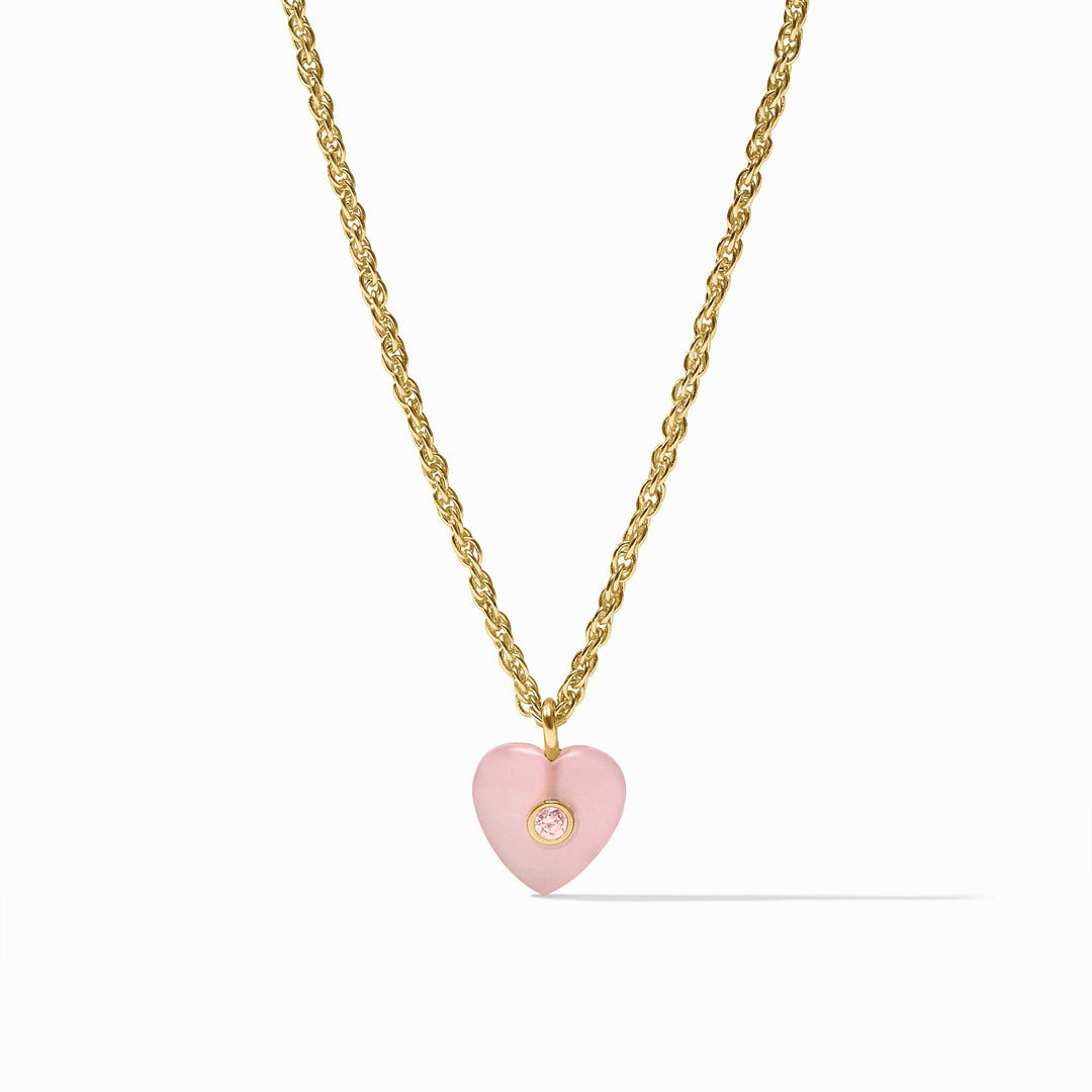 Heart Delicate Necklace Pink Quartz