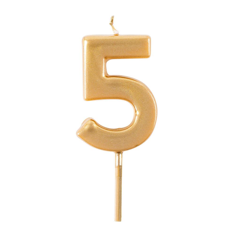 Gold number birthday candle with coated finish