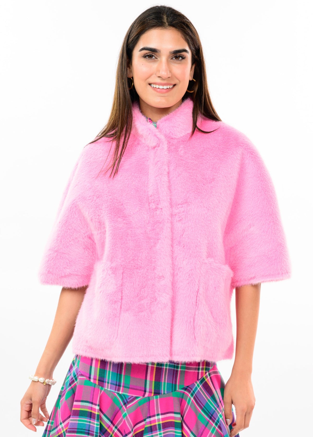 Ivy Jane Megan faux fur capelet in Pink