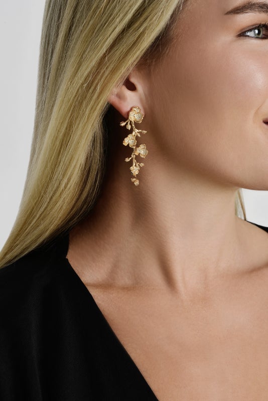 Orchid White Pavé Dangle Earrings