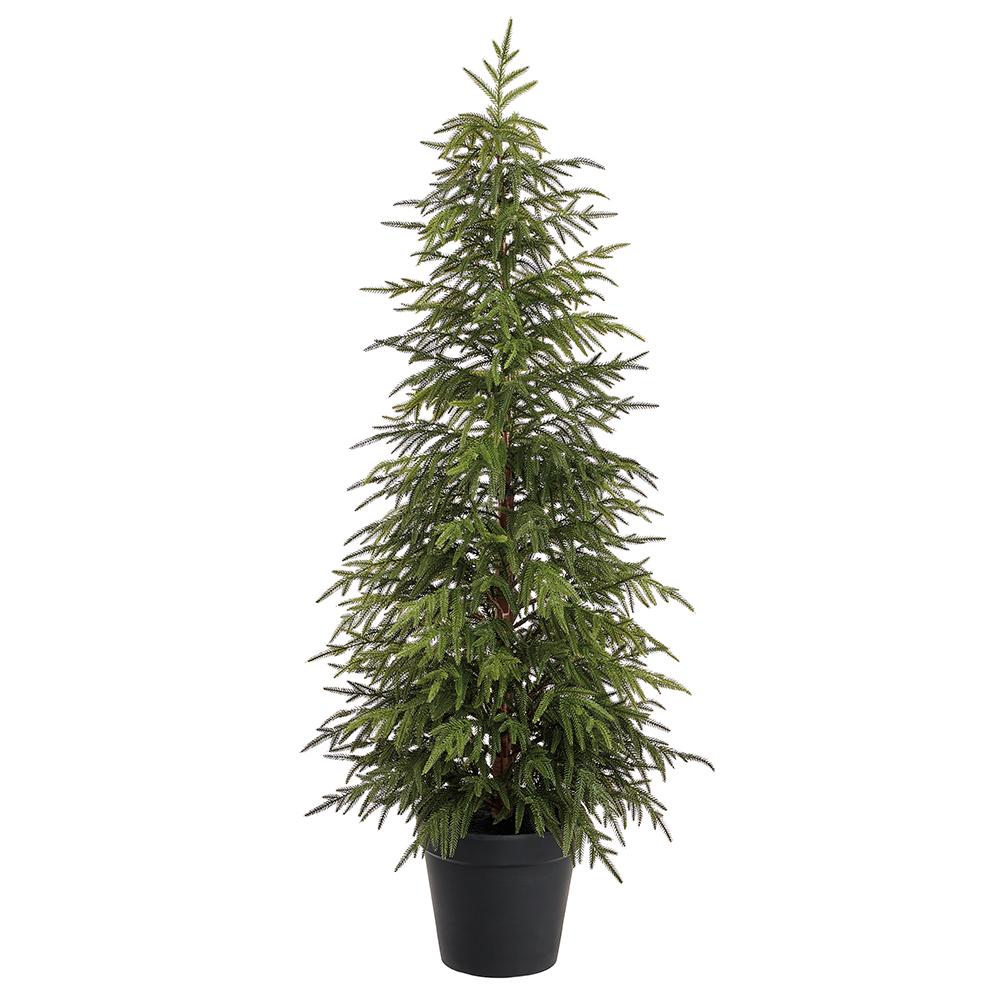 5-foot artificial green Willow Pine tree in a black plastic pot.