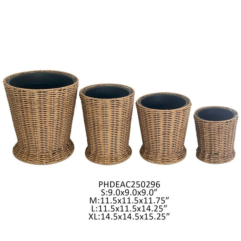 Poly Weave Field Flower Bucket in natural woven texture with a tapered cylindrical silhouette.