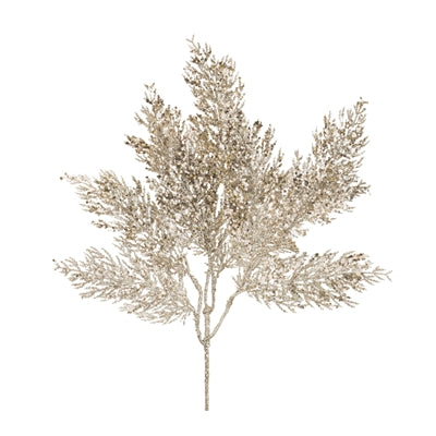 28-inch champagne gold glitter spray with multiple shimmering, textured branches.