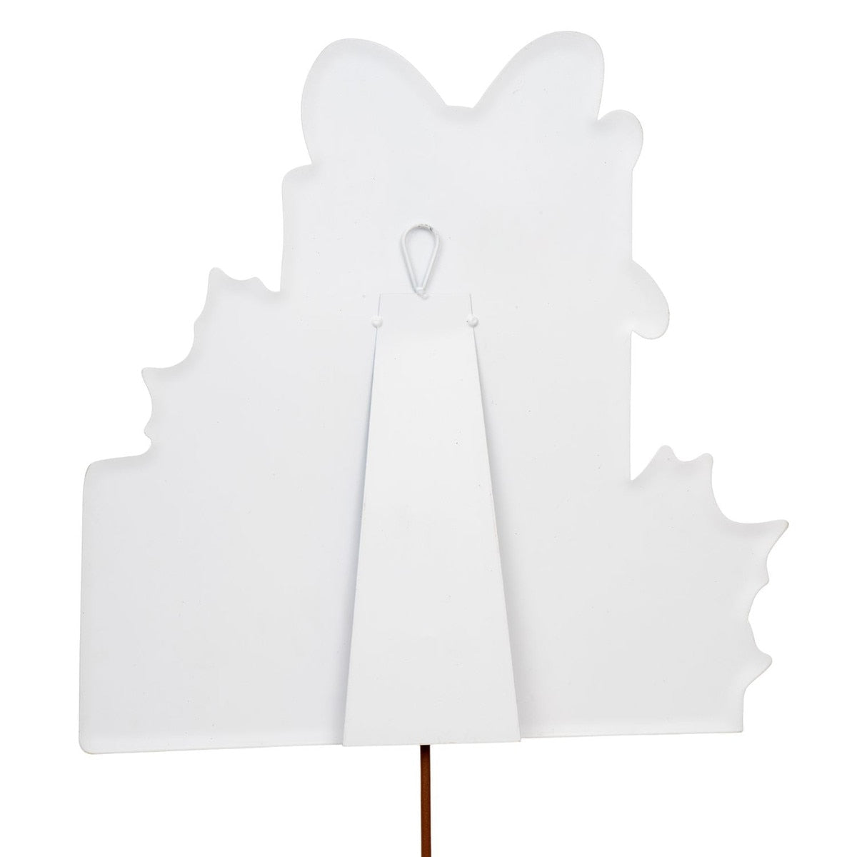 Elegant snowy white rabbit figurine with gift box accessories on easel stand